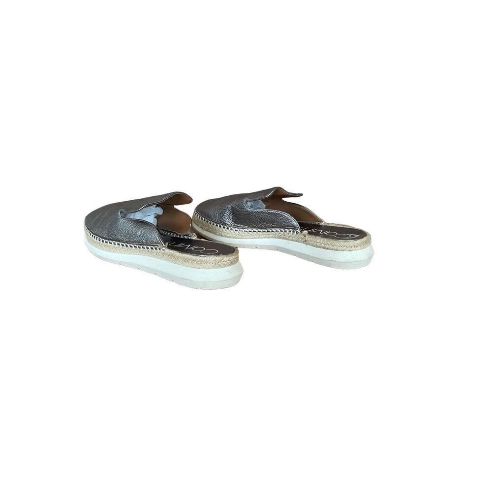 Calvin Klein Womens Silver Metallic Leather Verie Slip On Flat Mules Size 8